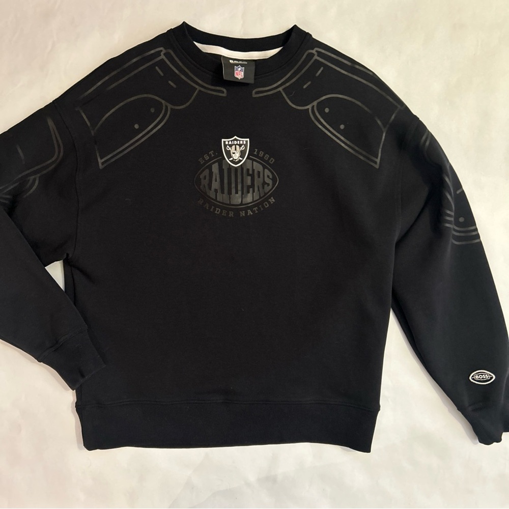 BOSS x NFL Las Vegas Raiders Drive Crew Pullover Sweatshirt Men's Size Small